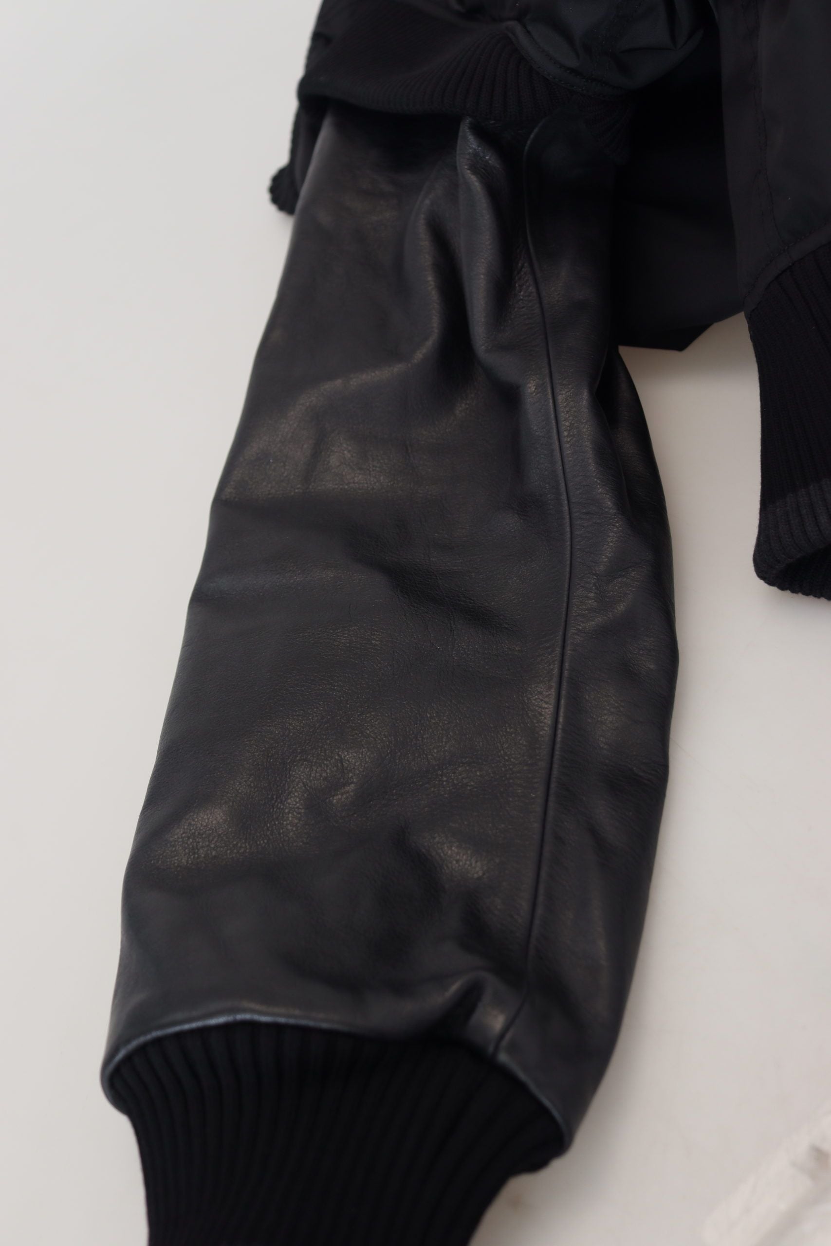 Black Nylon Crystals Coat Buttons Jacket