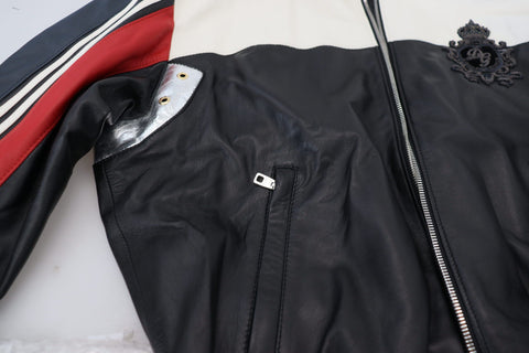 Black Leather Hooded Blouson Coat Jacket