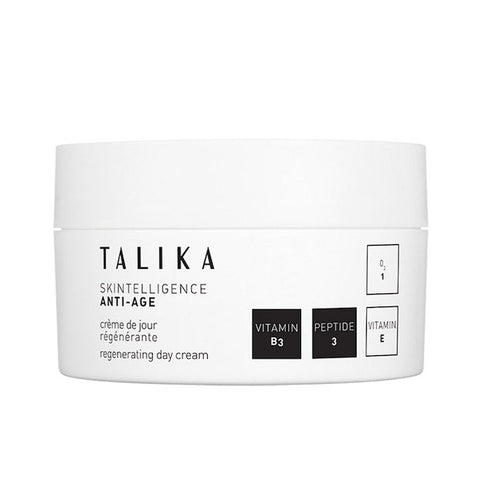 Talika Skintelligence Anti-Age Regenerating Day Cream in 50ml jar, featuring smooth cream texture and elegant packaging.