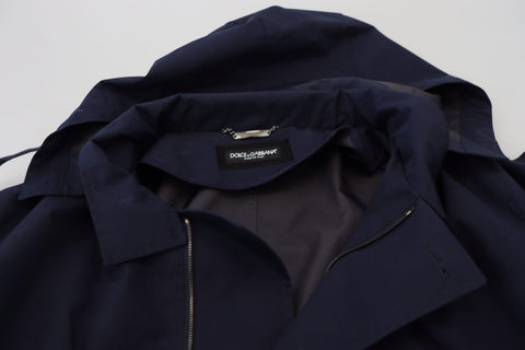 Blue Hooded Double Breasted Coat Jacket