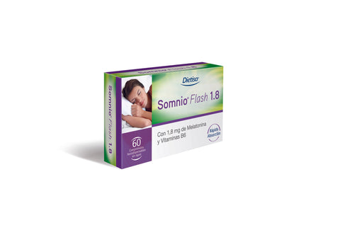 Dietisa Somnio Flash 1.8 mg supplement by Jag Couture London - New York, shown in blister pack with 60 tablets.