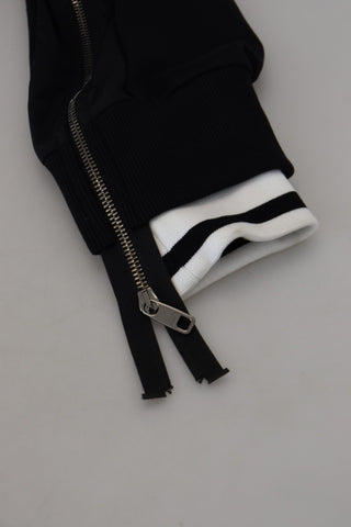 Black Polyester Hooded Full Zip Jacket