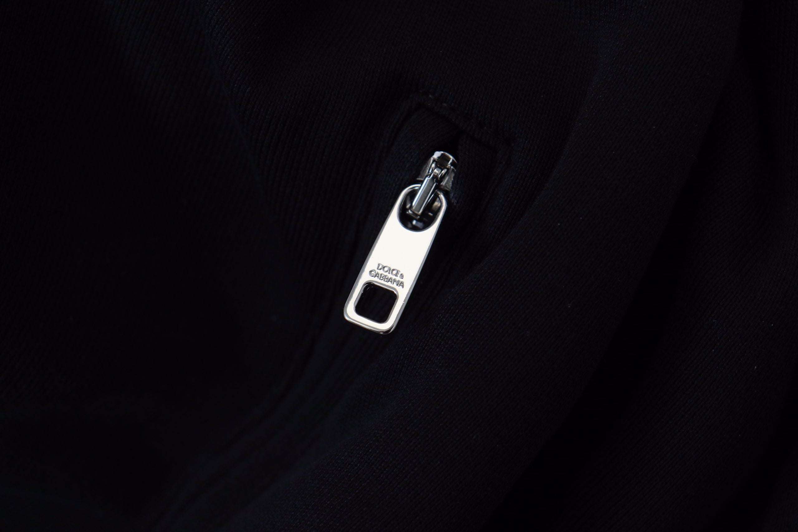 Black Polyester Hooded Full Zip Jacket