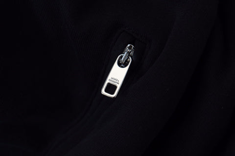 Black Polyester Hooded Full Zip Jacket