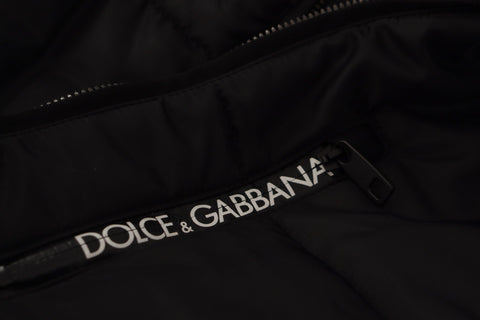 Black Nylon Hooded Parka Coat Winter Jacket