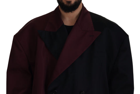 Bordeaux Polyester Double Breasted Jacket