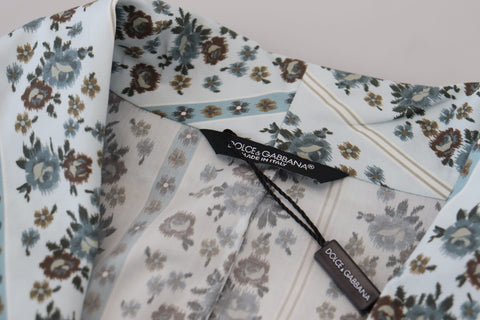 Blue Floral Cotton Robe Coat Jacket
