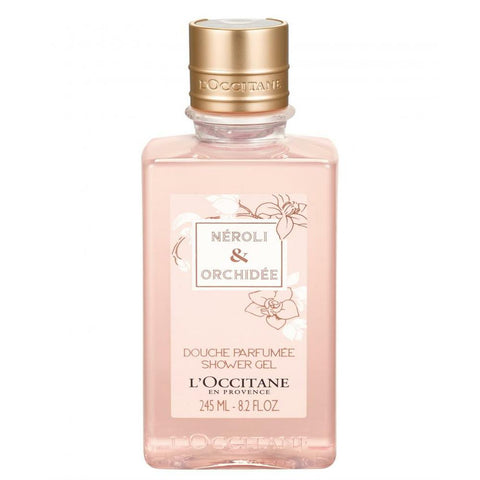 L'Occitane Neroli and Orchid shower gel in 250ml bottle, with fresh floral scent and elegant packaging.