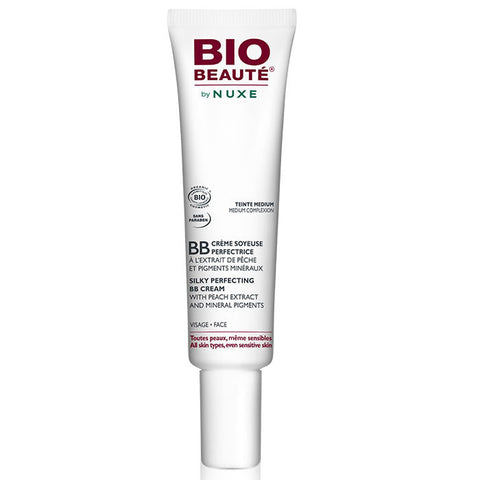 Nuxe Bio Beauté Silky Perfecting BB Cream in medium shade, 30ml, with smooth, creamy texture and natural finish.
