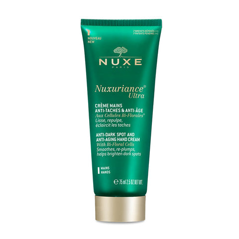 Nuxe Nuxuriance Ultra anti-aging hand cream in 75ml jar, featuring elegant packaging with natural ingredients.