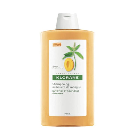 Klorane Mango Butter Shampoo 400ml bottle with label, shown in a clear image, by Jag Couture London - New York.