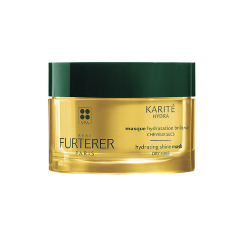 René Furterer Karité Hydra Hydrating Shine Mask in 200ml jar, creamy hair treatment with Shea butter for hydration and shine.