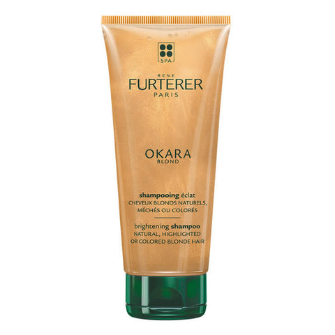 Rene Furterer Okara Blond Brightening Shampoo in 200ml bottle, showcasing sleek packaging and product label.