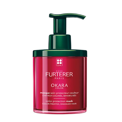 Rene Furterer Okara Color Protection Mask in 200ml jar, with creamy texture and natural ingredients for hair color preservation.