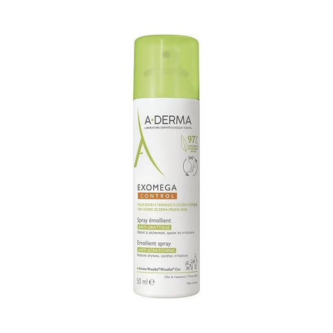 A-Derma Exomega Control Spray 50ml by Jag Couture London – New York, with a white spray bottle and label visible.