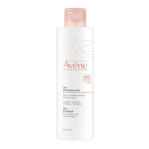 Jag Couture London New York Avène Cleansing Milk Make-up Remover 200ml bottle, gentle skincare product with soft white label.