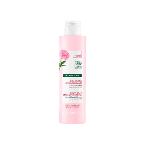 Klorane Peony Micellar Cleansing Fluid by Jag Couture London, 200ml bottle with clear liquid and peony flower illustration.
