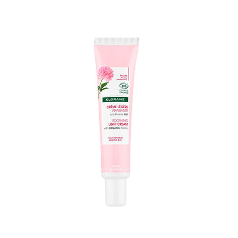 Jar of Klorane Peony Light Cream in 40ml container, featuring soft pink packaging and the product label.