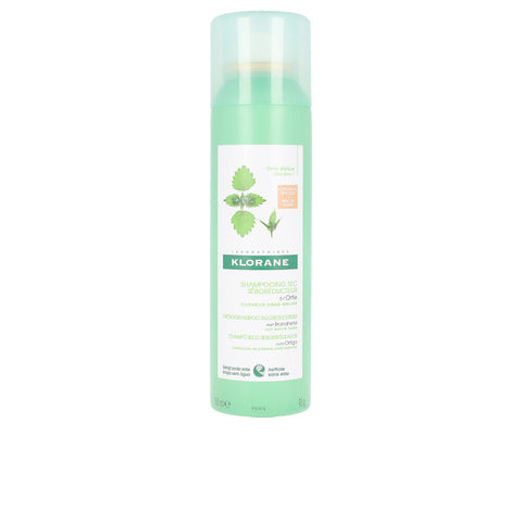 Klorane Nettle dry shampoo in 150ml bottle, designed to regulate sebum and refresh oily hair, by Jag Couture London - New York