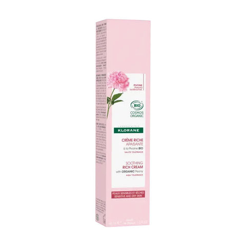Klorane Peony Rich Cream jar with pink lid, 40ml, from Jag Couture London New York, showing the luxurious skincare product.