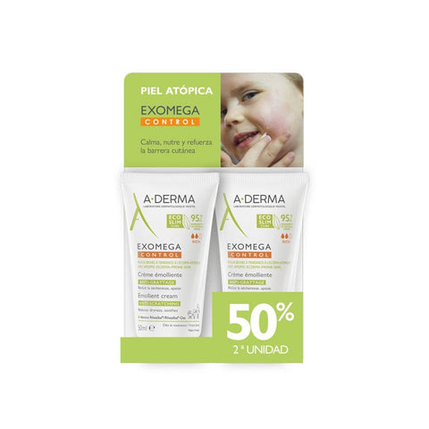 Jag Couture London Derma Exomega Control Emollient Cream 2x50ml bottles, soothing skincare for sensitive skin.