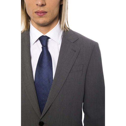 Jag Couture London-New York billionaire grey blazer, tailored with a slim fit, featuring lapel collar and front buttons.