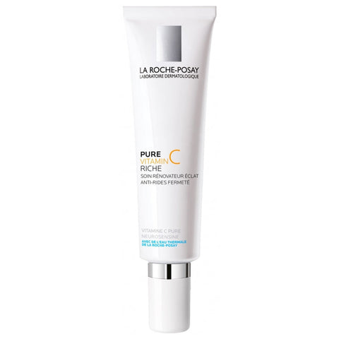 La Roche Posay Pure Vitamin C Riche 40ml skincare bottle, rich vitamin C serum with a white and orange packaging design.