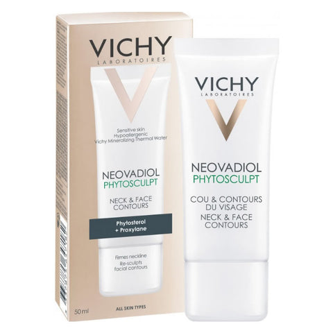 Vichy Neovadiol Phytosculpt Neck and Face Contours 50ml jar, skincare product with cream texture, on white background