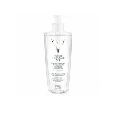 Vichy Pureté Thermale Mineral Micellar Milk for dry skin, 400ml, skincare product with cleansing and moisturizing properties.