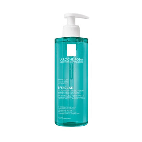 La Roche Posay Effaclar Micro-Peeling Purifying Gel 400ml, a clear gel cleanser for oily and acne-prone skin.