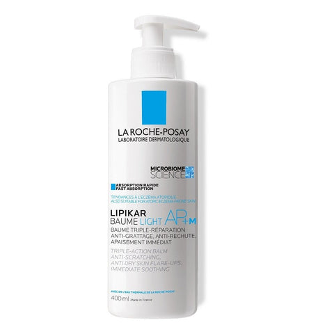 Jag Couture London New York La Roche Posay Lipikar Baume Light AP+M 400ml skincare product in a white bottle with blue cap