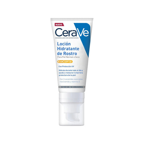 Jag Couture London - New York Cerave Facial Moisturising Lotion SPF50 52ml bottle, smooth cream with SPF protection and hydrating formula.