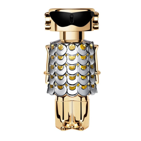 Refillable Paco Rabanne Fame Eau De Perfume spray bottle, 80ml, with elegant design and spray nozzle.