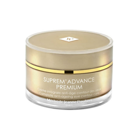 Jeanne Piaubert Suprem Advance Premium anti-aging eye contour cream in 15ml jar, designed to reduce wrinkles and brighten eye area