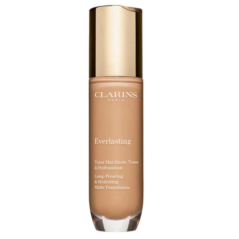 Jag Couture London New York Clarins Everlasting Foundation 107C Beige in 30ml bottle, with smooth liquid texture and foundation packaging.
