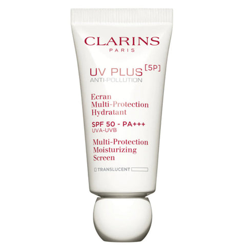 Clarins UV Plus Anti-Pollution SPF50 PA+++ 30ml bottle, lightweight skincare with sun protection and anti-pollution benefits.