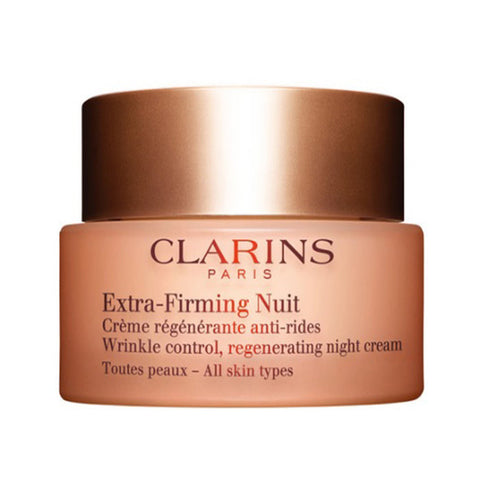 Jag Couture London New York Clarins Extra-Firming Night Cream for all skin types in 50ml jar, with smooth, rich cream visible in the image.