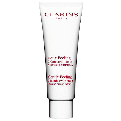 Jag Couture London - New York Clarins Gentle Peeling Smooth Away Cream 50ml jar with white lid and beige label, close-up view