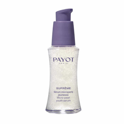 Jag Couture London New York Payot Suprême Micro Pearl Youth Serum 30ml bottle with a sleek design and pearl accents.