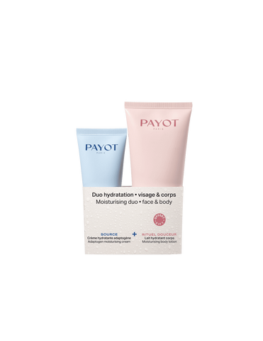 Jag Couture London New York Payot facial and body moisturizer duo in a compact travel case, ideal for skincare on the go.