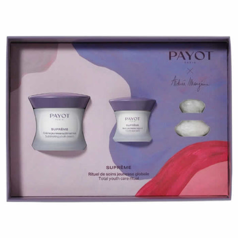 Jag Couture London-New York Payot Supreme skincare set with three products, featuring elegant packaging and luxurious design.