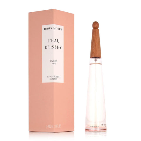 Issey Miyake Eau Issey Femme et Matiere Pivoin perfume bottle with floral design, showcasing elegant packaging and branding.