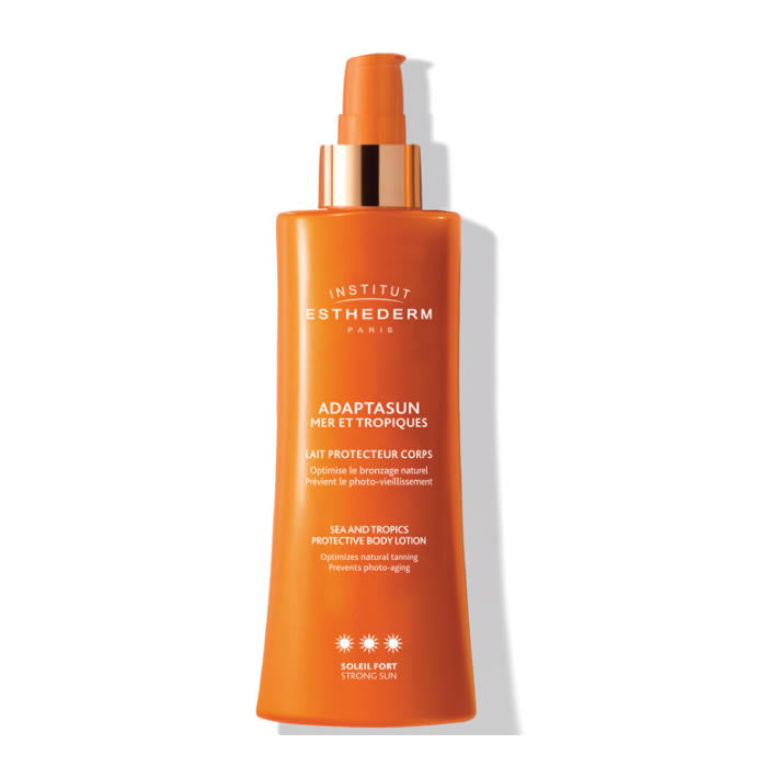 Institut Esthederm Adaptasun Body Lotion Strong Sun, 200ml, with sun protection and skincare properties, shown in a 3461020002332.jpg image.
