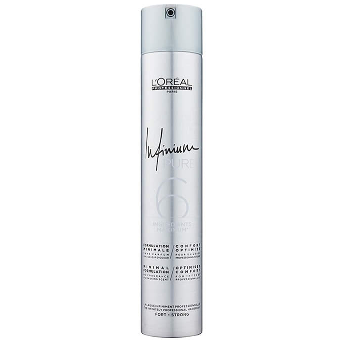 L’Oréal Professionnel Infinium Hairspray Strong in 500ml spray bottle, designed for long-lasting hold and strong hair styling.