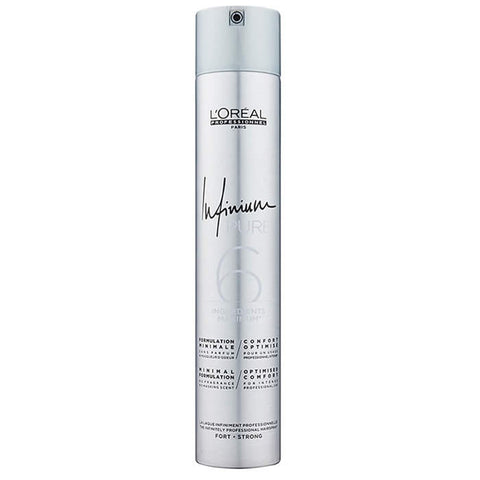 L’Oréal Professionnel Infinium Hairspray Strong in 500ml spray bottle, designed for long-lasting hold and strong hair styling.