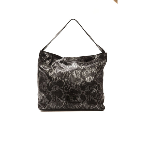 Jag Couture London Donatella A991MARIA grey handbag with quilted leather and gold chain strap, stylish and elegant accessory.