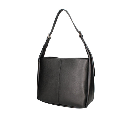 Roberta Rossi RR220715723FBG-D28_NERO black handbag by Jag Couture London-New York, featuring sleek leather design and silver hardware.