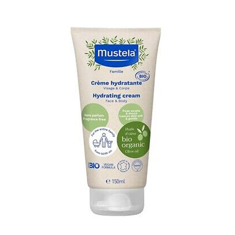 Mustela Hydrating Cream for face and body in 150ml jar, suitable for sensitive skin, with a smooth, nourishing texture.