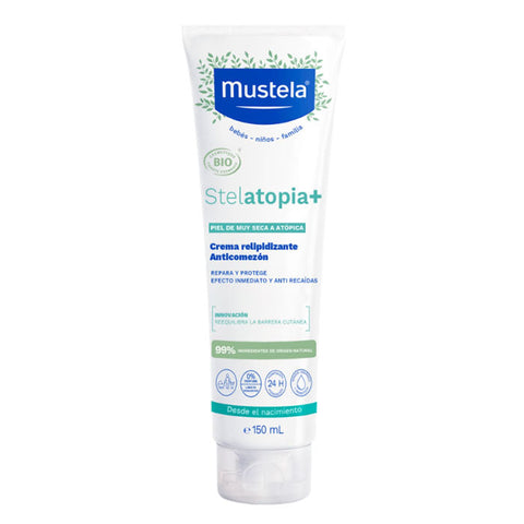 Mustela Stelatopia+ Bio 150ml skincare product from Jag Couture London, featuring the creamy container with label details.