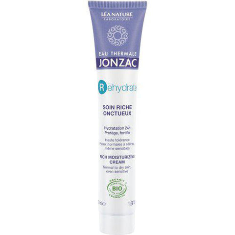 Jonzac Crema Rica Hidratante in 50ml jar, rich moisturizing cream with a smooth texture, branded by Jag Couture London New York.